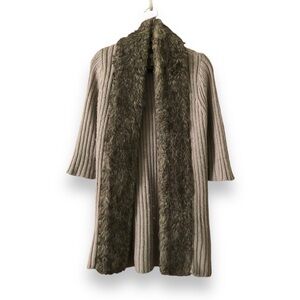 Kenar Faux Fur Wool Blend Penny Lane Longline Cardigan Size Large Retro